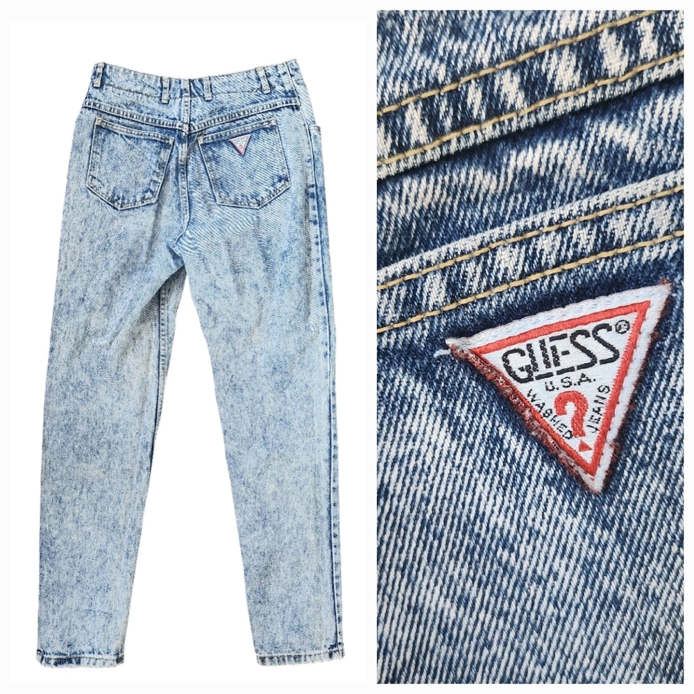 Guess Marciano Vintage Acid Wash Jeans Button Fly High Waisted Made In USA